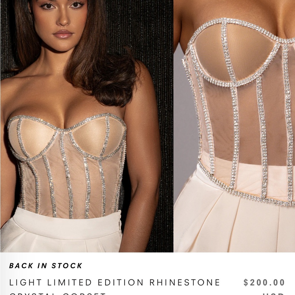 Perfect Corset Crystal Rhinestone Corset Tan